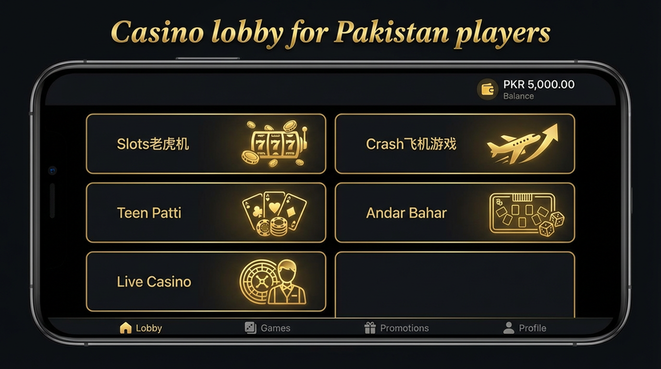 Lobby view of lucky 3vegas for Pakistan users - 4